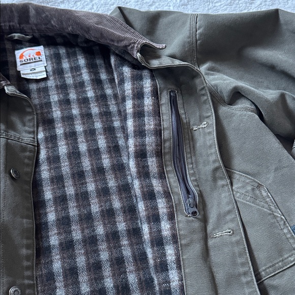 Sorel Duck barn Chore Jacket olive green canvas Pockets EUC size XL - Picture 12 of 13